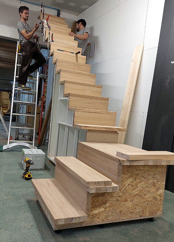 Fabrication escalier avec un mobilier encastré