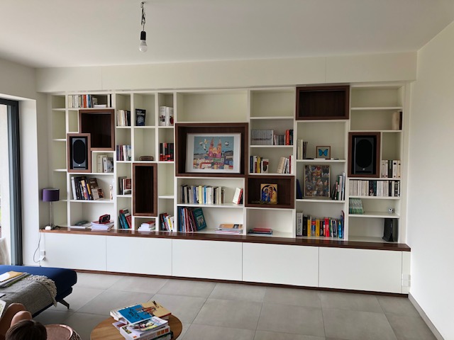 Meuble bibliothèque et vidéo projecteur